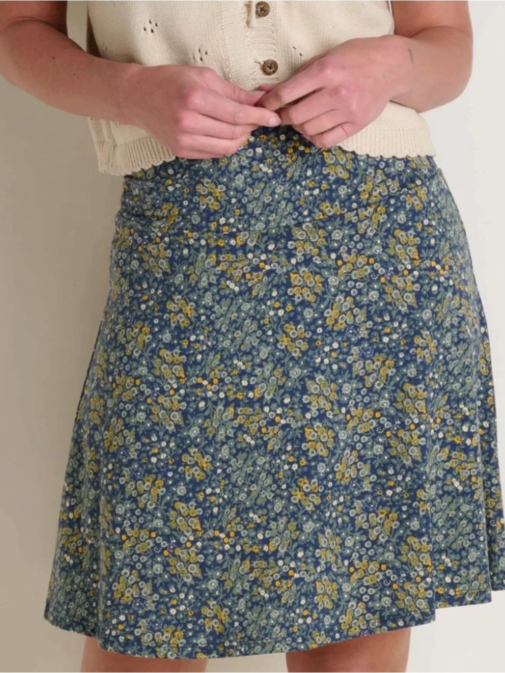 Blue Floral A-Line Skirt - Unbranded